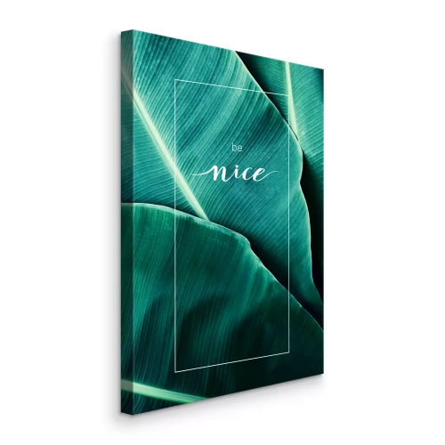 Canvas Typografisch opschrift met bladeren op de achtergrond