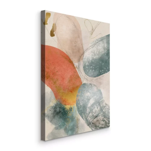 Canvas Abstractie met vlekken en lijnen