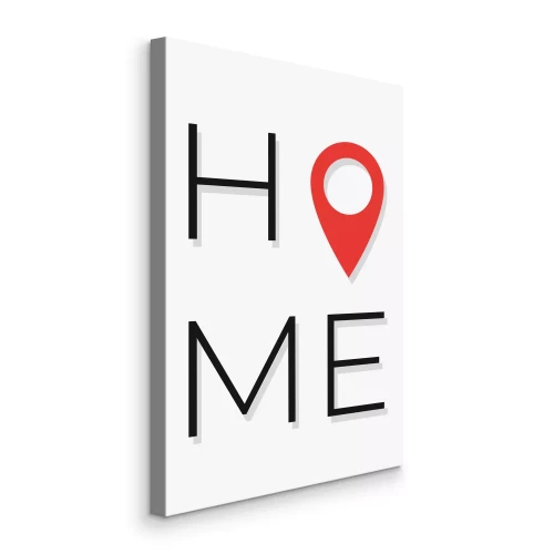 Canvas Zwarte Home-letters en een rode speld