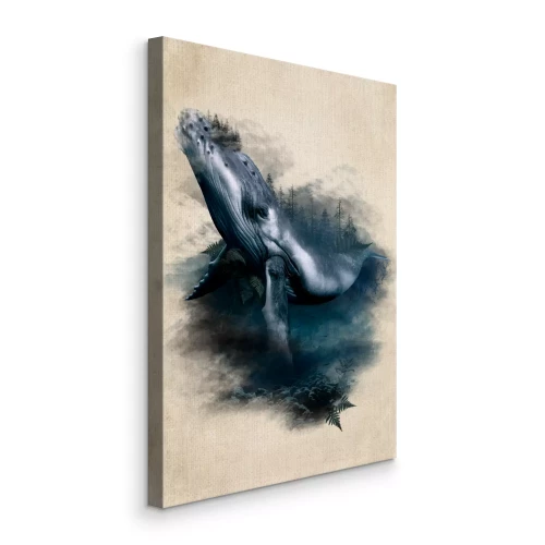 Canvas Artistiek aquarelportret van een walvis