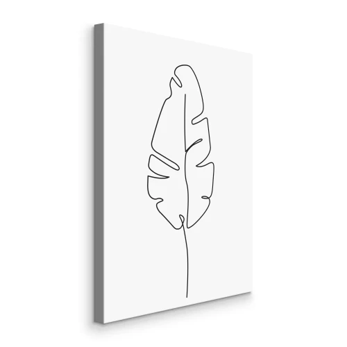 Canvas Delicaat blad in lijnkunststijl