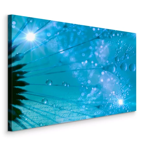 Canvas Macrofotografie van een paardenbloem in blauwe tinten