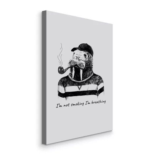 Canvas Schets van een walrus met een pijp en een inscriptie