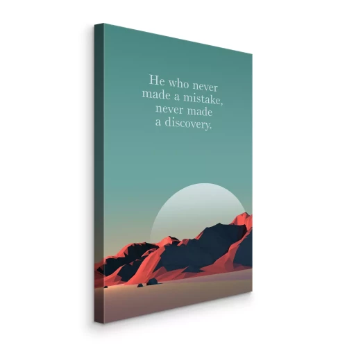 Canvas Zonsondergang over de rotsen met het opschrift