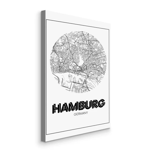 Canvas Een cirkelvormige kaart van de stad Hamburg