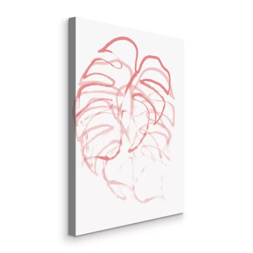 Canvas Een delicate roze schets van een monsterablad