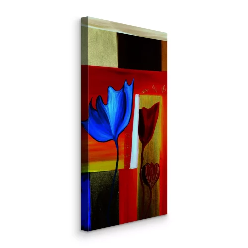 Canvas Abstracte tulpen in geometrische vormen