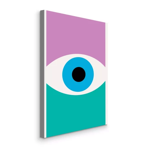 Canvas Abstract Bauhaus-oog met kleurblokken
