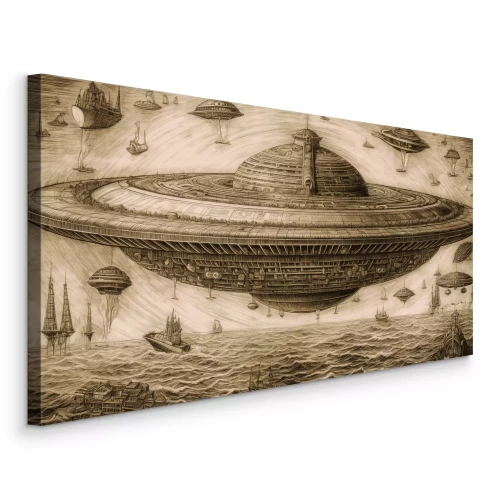 Canvas Een ruimteschip geïnspireerd op de stijl van Leonardo da Vinci