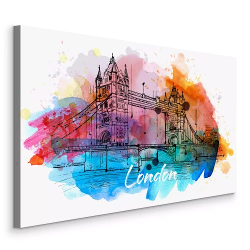 Canvas London Bridge tegen een achtergrond van kleuren