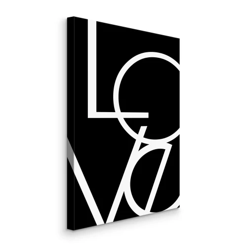 Canvas Liefdesinscriptie op een zwarte achtergrond