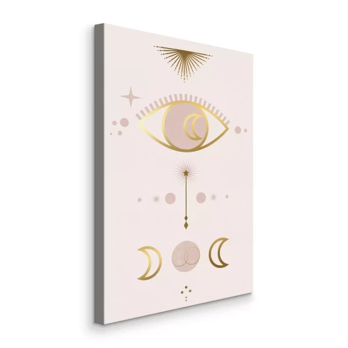Canvas Het symbool van het oog en de manen in gouden kleur