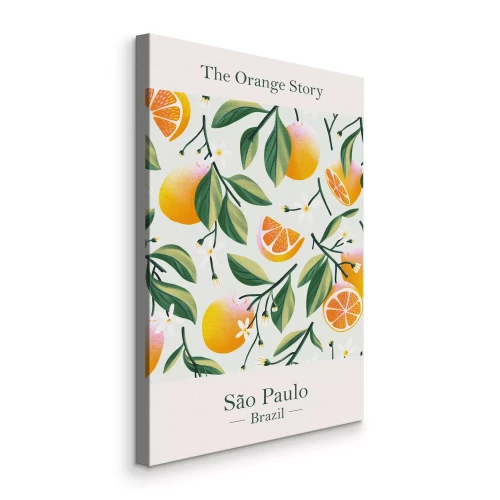 Canvas Oranje patroon met de woorden The Orange Story