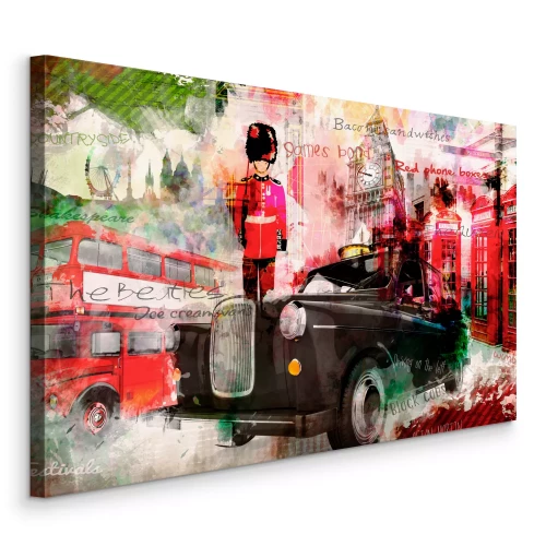 Canvas Symbolen van Londen in aquarelkleuren