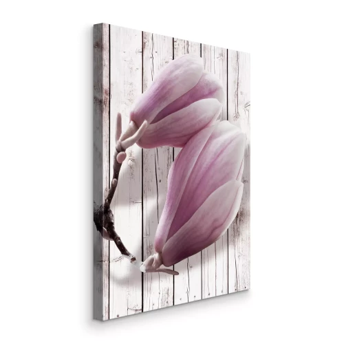 Canvas Magnoliaknoppen tegen de achtergrond van lichtborden