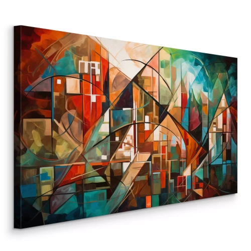Canvas Abstract landschap in kubistische stijl