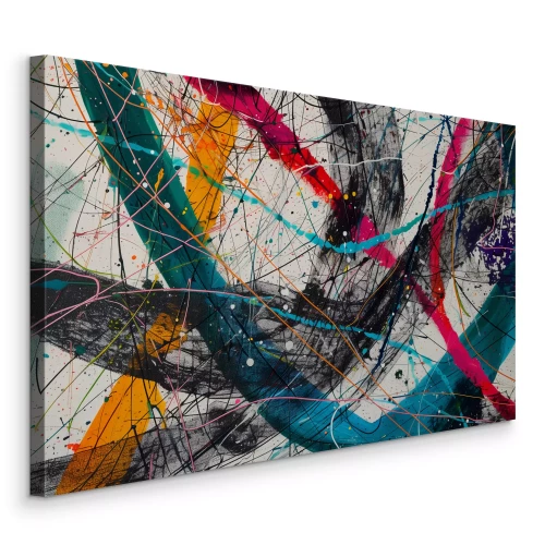 Canvas Abstracte lijnen van gegoten verf