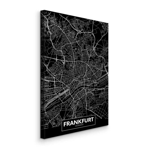 Canvas Zwart-witkaart van Frankfurt