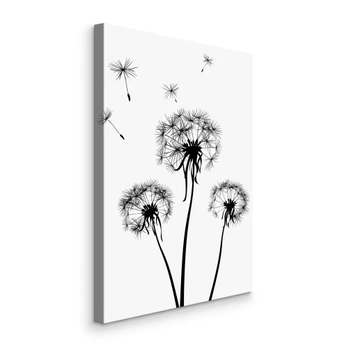 Canvas Minimalistische paardenbloemen met drijvende zaden