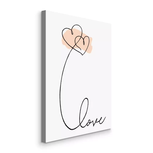 Canvas Liefdesletters in lijnkunststijl met hartjes