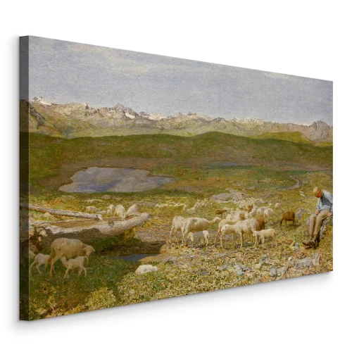 Canvas Alpenweide van de schilder Giovanni Segantini