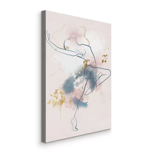 Canvas Lineair silhouet van een dansende vrouw