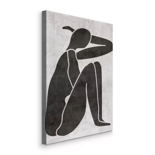 Canvas Geometrische figuur van een vrouw op een grijze achtergrond