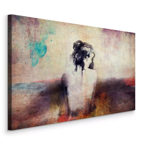 Canvas Een vrouw met haar rug naar haar toegekeerd op het schilderij