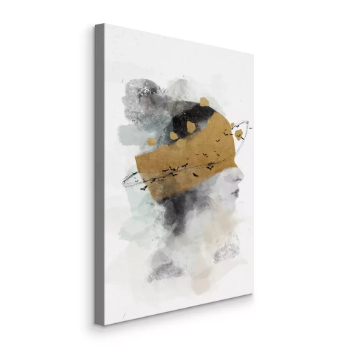 Canvas Artistiek profiel van een vrouw met gouden elementen