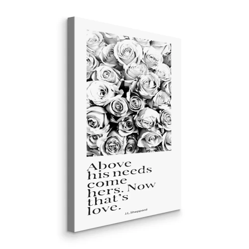 Canvas Inscriptie met rozen over ware gevoelens