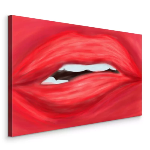 Canvas Geschilderde rode lippen in een expressieve vorm