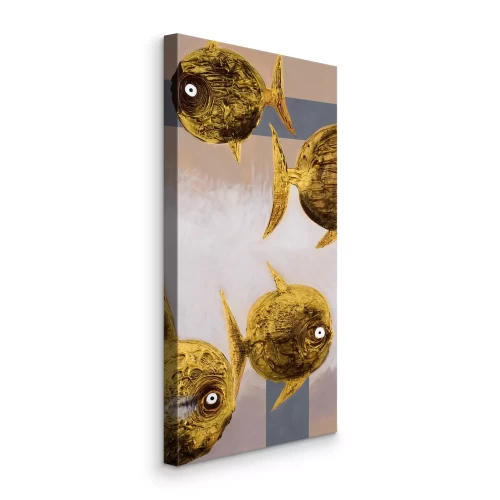 Canvas Gele vis in abstracte vorm