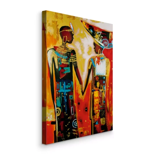 Canvas Een paar in traditionele Afrikaanse motieven