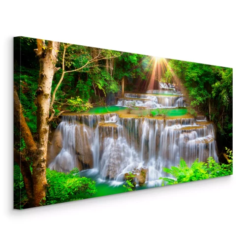 Canvas Waterval in de groene jungle