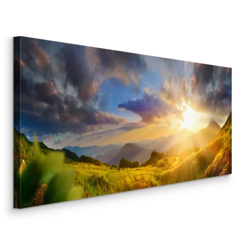 Canvas Zonnig berglandschap