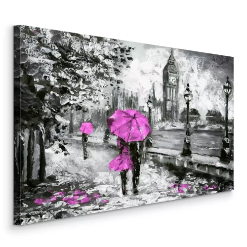 Canvas Een wandeling tegen de achtergrond van grijze architectuur