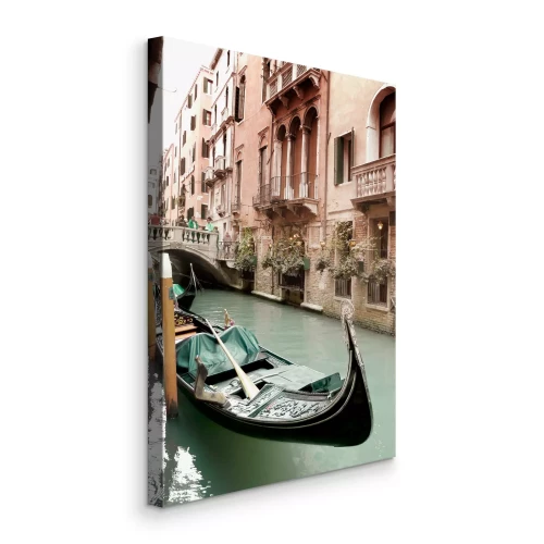 Canvas Kanaal van Venetië met boot en gebouwen