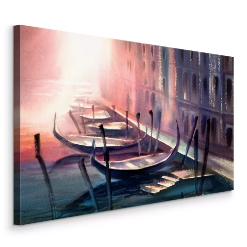 Canvas Venetië-kanaal met boten