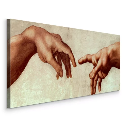 Canvas Originele handen uit de scène van de schepping van Adam