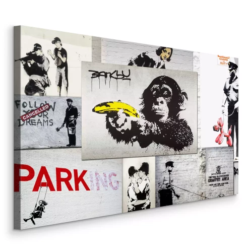 Canvas Banksy collage van werken