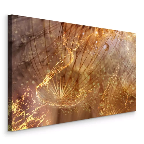 Canvas Paardenbloemen in warme kleuren met expressieve reflecties