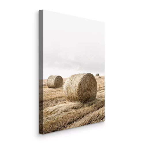 Canvas Hooibalen op droge stoppel