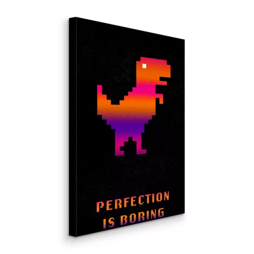 Canvas Pixeldinosaurus met tekst