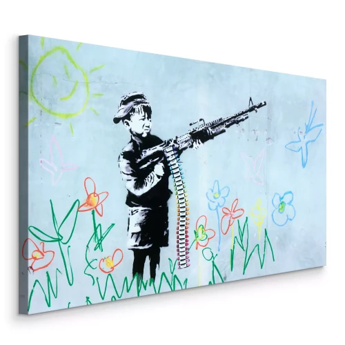 Canvas Banksy Crayon Boy Reproductie