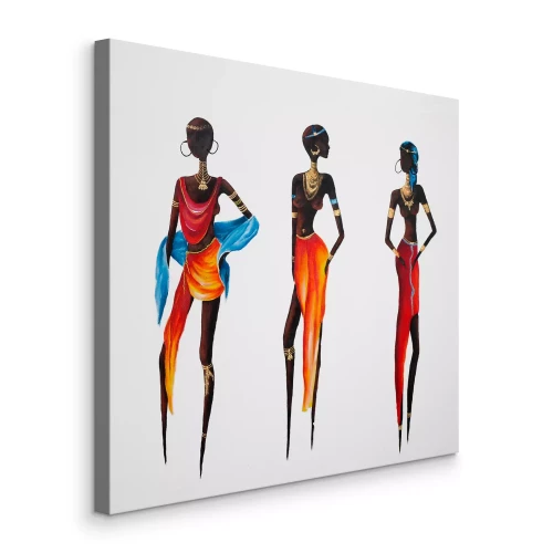 Canvas Kleurrijke figuren van vrouwen in Afrikaanse kostuums