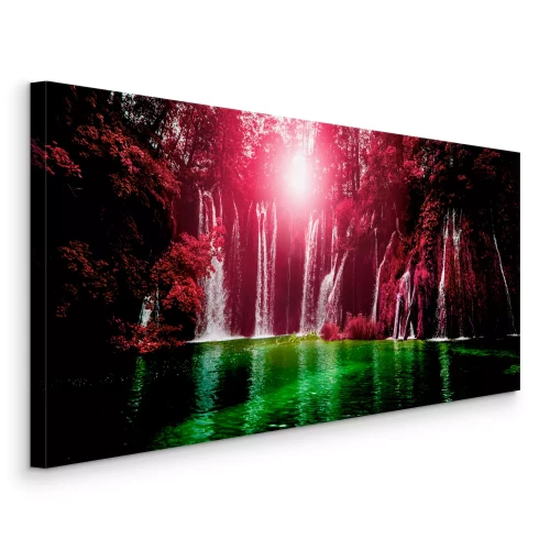 Canvas Waterval en landschap in abstracte kleuren