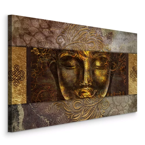 Canvas Sierlijk portret van Boeddha in gouden kleuren