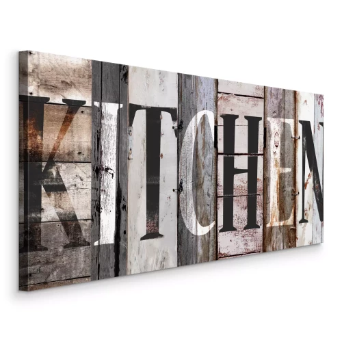 Canvas Het opschrift "keuken" op de planken