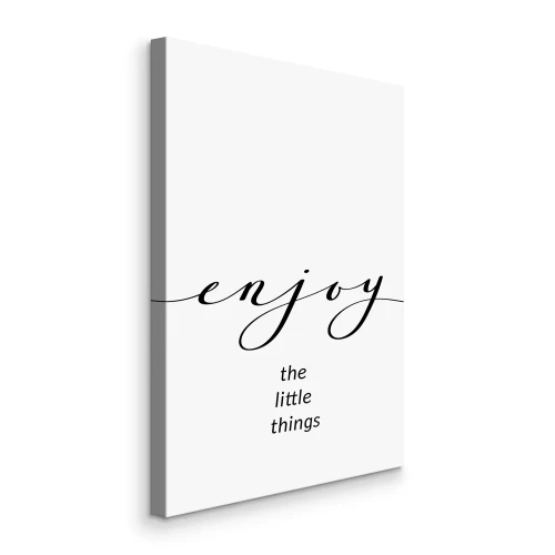 Canvas Zwarte quote Geniet van de kleine dingen