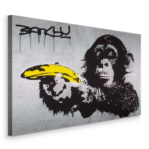 Canvas Aap met banaan Banksy reproductie